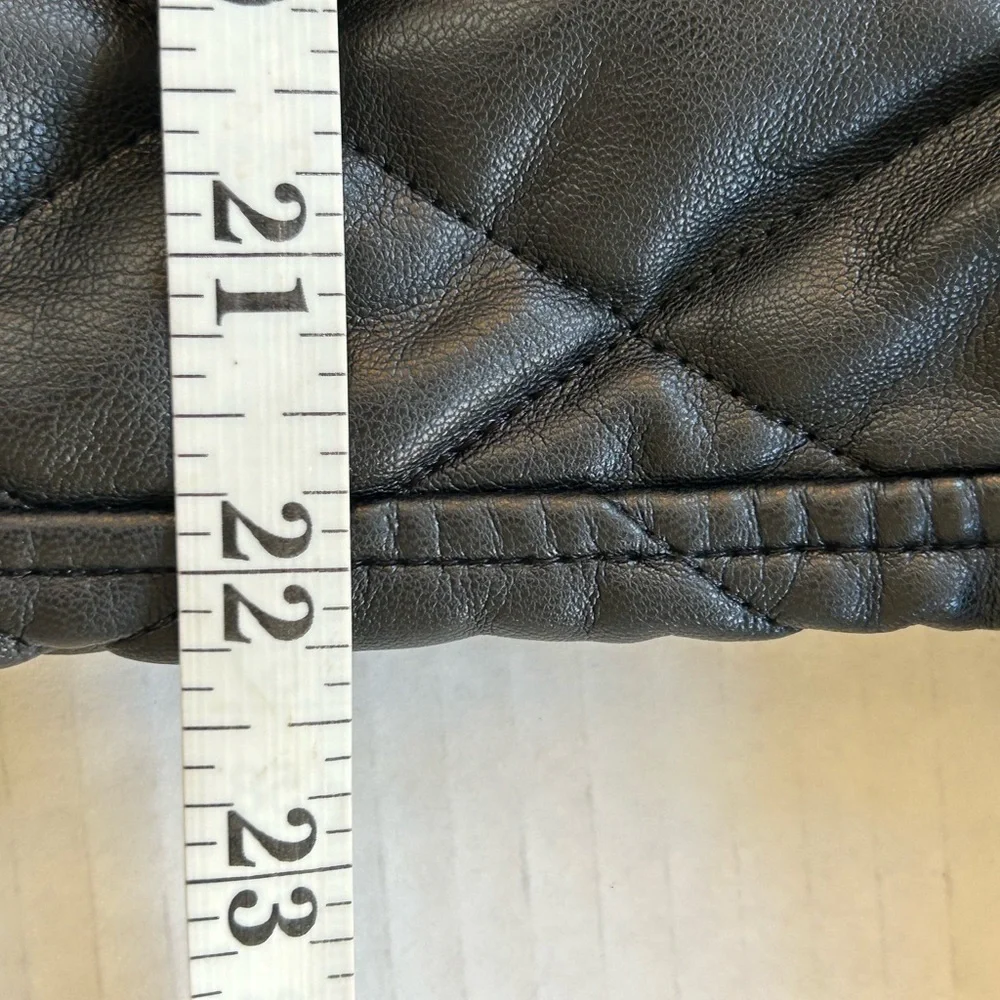 Maje Baneta Quilted Faux Leather Jacket Glossy Solid Black 38 MED/LARGE as is